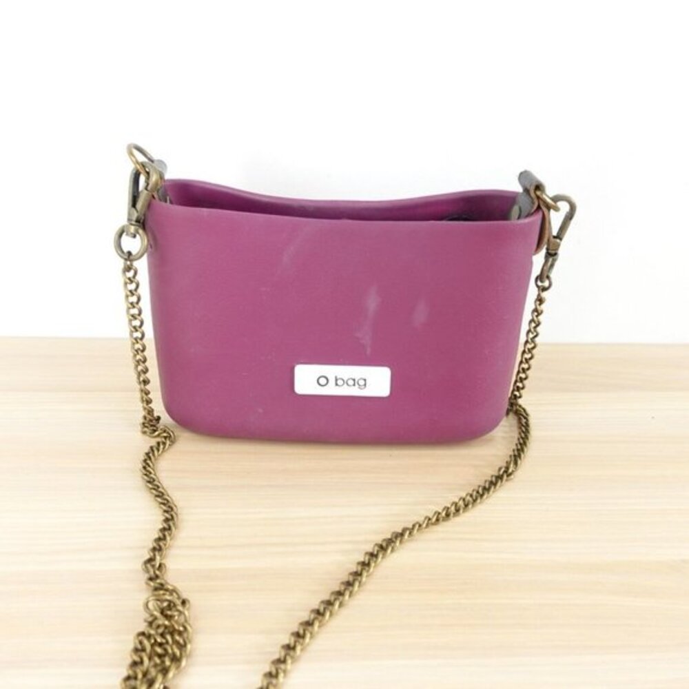 Italian Minimalist Purple Crossbody Shoulder Bag Chain Sling Plum Rubber O BAG